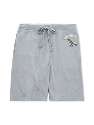 Alt Tag: Gelato Pique USA Air Moco Dinosaur Jacquard Lounge Shorts for Men in light gray, premium loungewear with playful dinosaur design.