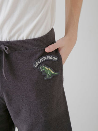 Gelato Pique USA Men's Dinosaur Jacquard Lounge Shorts, premium loungewear featuring embroidered dinosaur patch for casual comfort.