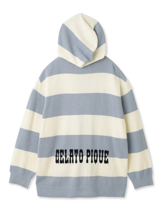 Smoothie Lite 2 Stripe Loungewear Hoodie in blue and white with back logo, showcasing geometric bliss design.