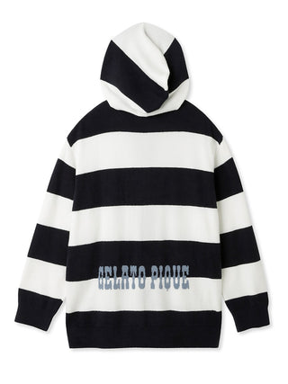 Back view of Smoothie Lite 2 Border Loungewear Hoodie with bold black and white stripes and logo, offering comfort and style.