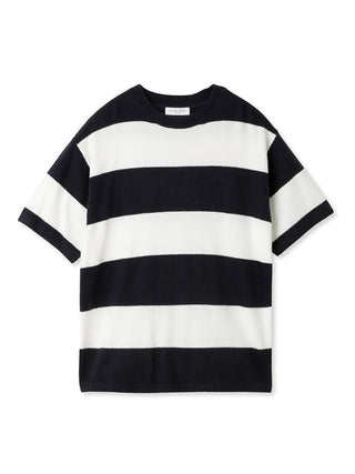 Smoothie Lite 2 Border Men's Short Sleeve Sweatshirt in black and white stripes, ideal for stylish summer lounging.