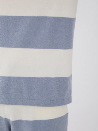 Smoothie Lite 2 Border Men's Short Sleeve Sweatshirt in blue and white stripes, showcasing premium lightweight fabric for summer comfort.