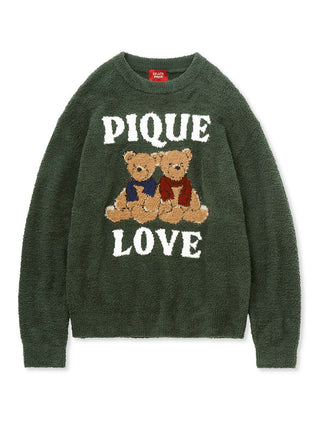 [MENS] Bear Jacquard Pullover Sweater in green, Men's Pullover Sweaters at Gelato Pique USA.