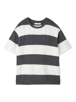 MEN'S Smoothie Lite Striped Knit Top in gray and white by Gelato Pique, featuring bold horizontal stripes for casual style.