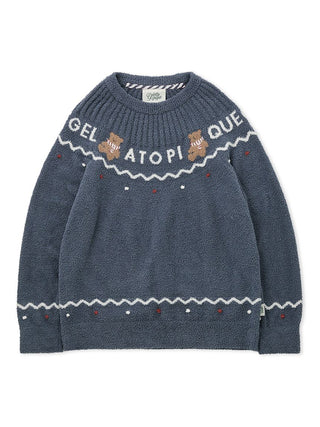 Mens Nordic Lounge Set sweater with Nordic jacquard design and teddy bear accents in fluffy fabric by Gelato Pique.