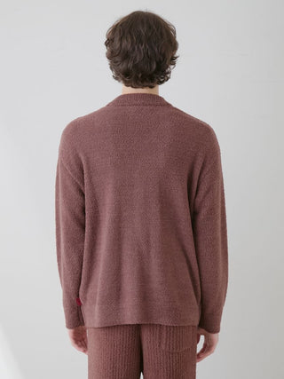 Back view of Men's Baby Moco Chocolate Button-Up Cardigan, soft and cozy winter wear from Gelato Pique USA.