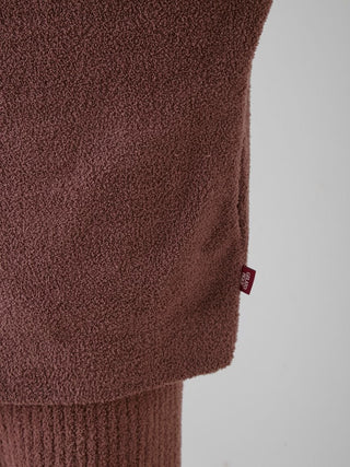 Close-up of Baby Moco Chocolate Button-Up Cardigan fabric texture, showcasing its plush softness and rich color.