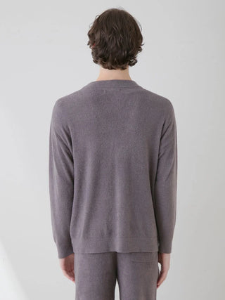 Back view of a man wearing Smoothie Lite Men's Button Up Cardigan from Gelato Pique USA, premium loungewear and sleepwear.