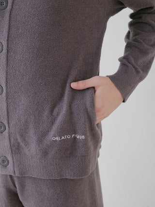 Gelato Pique USA Smoothie Lite Mens Button Up Cardigan, premium loungewear and sleepwear with soft knit texture, embroidered logo detail.