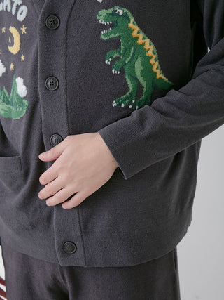 MENS Air Moco Dinosaur Jacquard Cardigan by Gelato Pique USA, featuring premium loungewear design with playful dinosaur print.