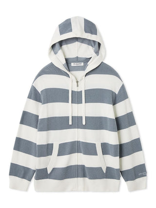 Alt Tag: Men's Smoothie Lite 2BD Hoodie by Gelato Pique USA, premium loungewear with two-color stripes and logo embroidery.