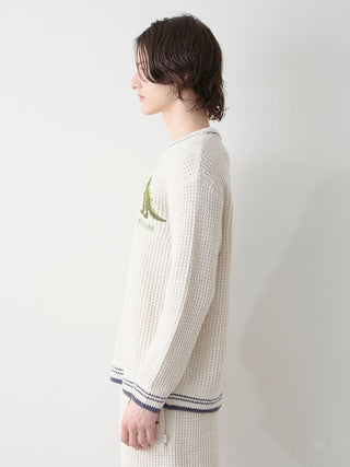 Mens Waffle Dinosaur Pullover