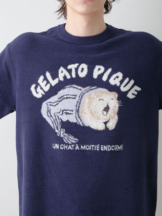 Mens Sleeping Cat Jacquard Pullover