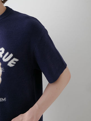 Mens Sleeping Cat Jacquard Pullover