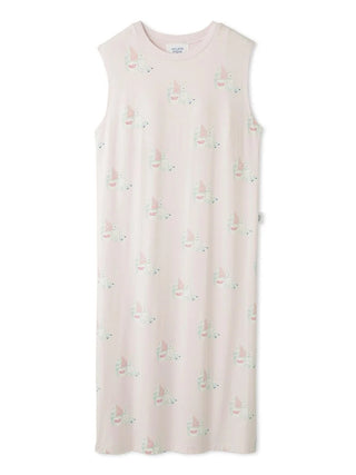 Pale pink sleeveless maxi dress with whimsical polar bear motif by Gelato Pique, perfect for summer.