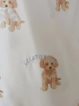 Toy Poodle motif on Gelato Pique USA oversize T-shirt, premium loungewear with cute fluffy fur and round eyes design.