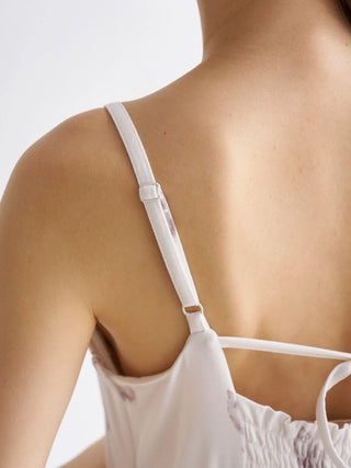 Back view of Gelato Pique USA CAT Motif Camisole Lounge Maxi Dress with ribbon tie, showcasing premium loungewear and sleepwear style.