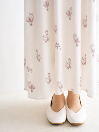 Elegant cat motif camisole maxi dress by Gelato Pique USA, featuring premium loungewear and sleepwear with ribbon detail.