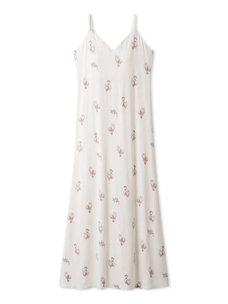 CAT motif camisole lounge maxi dress by Gelato Pique USA, featuring elegant premium loungewear and sleepwear design with ribbon detail.
