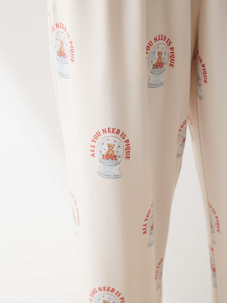 Snow Globe Bear Pattern Long Pants in Off White, Women's Loungewear Pants Pajamas & Sleep Pants at Gelato Pique USA.