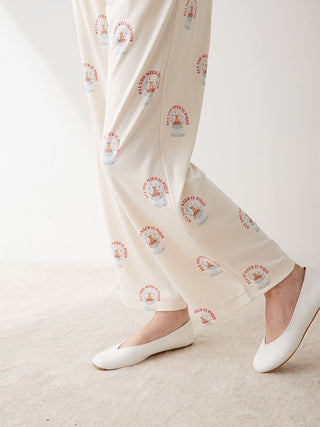 Snow Globe Bear Pattern Long Pants in Off White, Women's Loungewear Pants Pajamas & Sleep Pants at Gelato Pique USA.