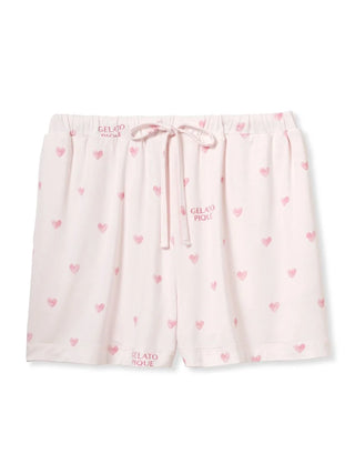 Three Motif Lounge Shorts with heart design by Gelato Pique, featuring soft, breathable fabric for comfort and playful style.
