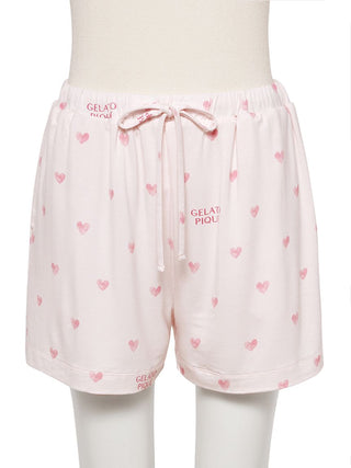 Gelato Pique Three Motif Lounge Shorts with heart pattern, soft fabric, ideal for home or casual wear.