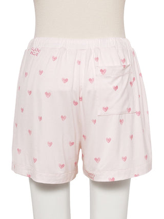 Gelato Pique Three Motif Lounge Shorts with pink heart design, showcasing comfort and playful style for casual wear.