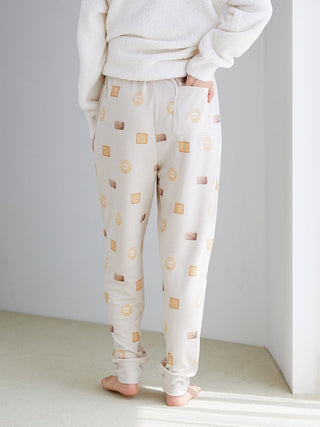 Cozy Biscuit Pattern Waffle Pajama Pants in soft waffle-knit fabric, featuring Gelato Pique biscuit motifs, perfect for lounging.