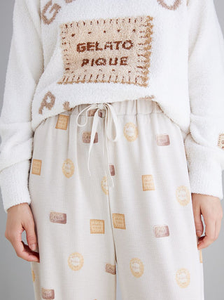 Person wearing Gelato Pique biscuit pattern waffle pajama pants, showcasing cozy and breathable fabric
