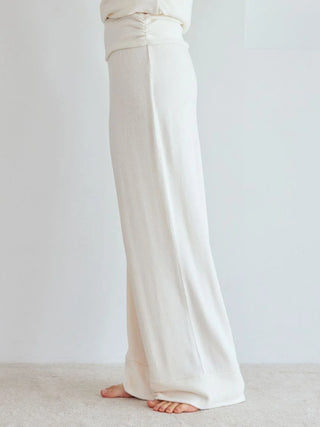 Snow High-Waisted Lounge Pants by Gelato Pique USA, featuring a wide-leg design and luxurious soft fabric for ultimate comfort.