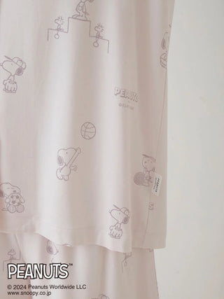 PEANUTS Printed Pajama Shirt featuring Snoopy and friends in playful poses on soft white fabric.