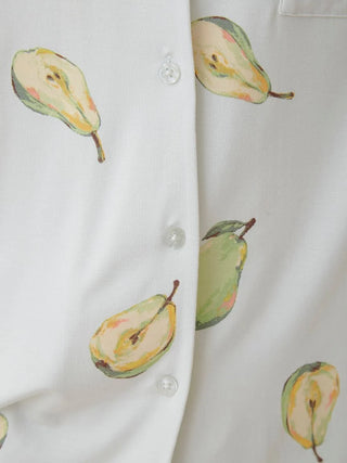 Fruit pattern pajama sleep shirt with watercolor pear design and buttons, offering comfort and whimsical style.