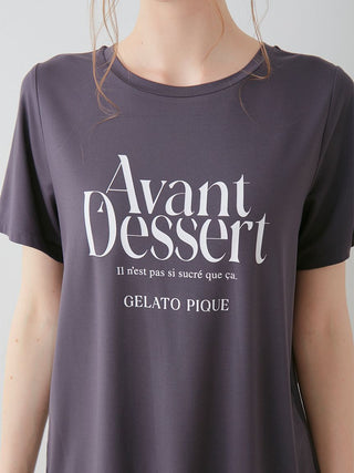 COOL Rayon Logo Relaxed Fit T-shirt in dark gray featuring Avant Dessert on front for chic loungewear style.