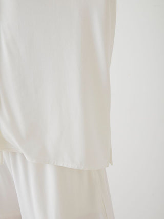 Close-up of COOL Rayon Logo Button-Up Sleep Shirt in soft white fabric.