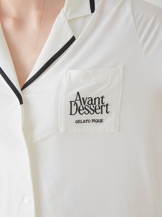 Gelato Pique USA Avant Dessert Rayon Button-Up Sleep Shirt with logo embroidery, featuring chic comfort in soft white fabric.
