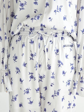 Floral Satin Gathered Pants