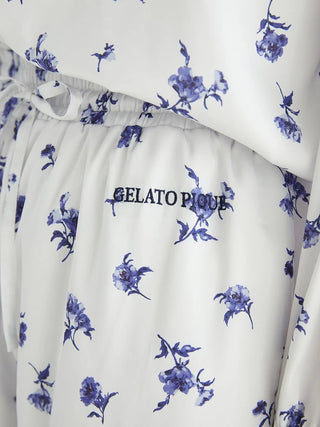 Floral Satin Gathered Pants