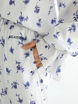 Floral Satin Gathered Pants