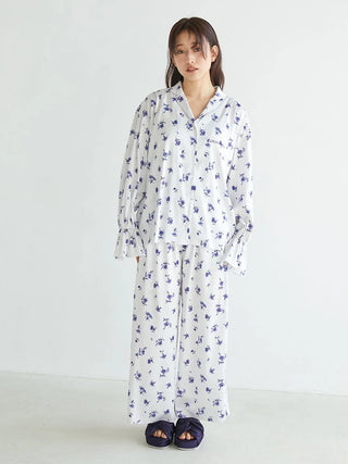 Floral Satin Gathered Pants