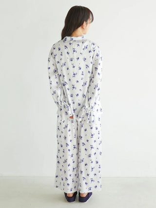 Floral Satin Gathered Pants