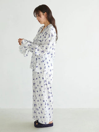 Floral Satin Gathered Pants