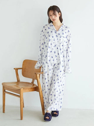 Floral Satin Gathered Pants