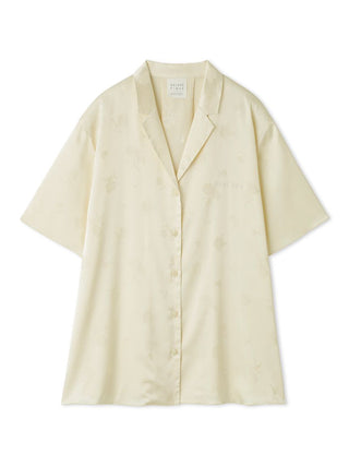 Flower Satin Pajama Sleep Shirt with floral print and light sheen by Gelato Pique, exuding luxury and femininity.