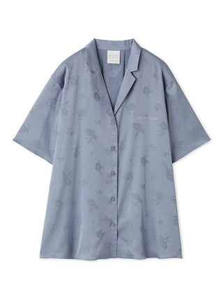 Elegant Flower Satin Pajama Sleep Shirt in delicate blue floral print by Gelato Pique, showcasing luxury sleepwear fashion.