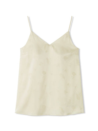Elegant satin flower jacquard camisole top in light blue with delicate floral pattern, perfect for sophisticated loungewear.