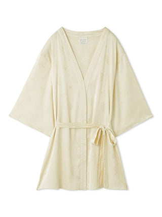 Elegant flower satin tie nightgown robe with long sleeves, featuring a delicate floral pattern and luxurious smooth satin fabric.