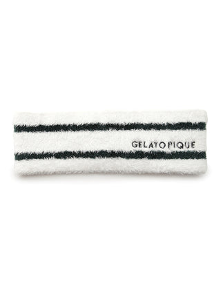 Smoothie Logo Jacquard Hairband by Gelato Pique with chic uniform-inspired design in white and black stripes for women.
