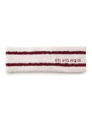 Gelato Pique Smoothie Logo Jacquard Hairband with red stripes, chic uniform-inspired design, water-absorbing, quick-drying material.