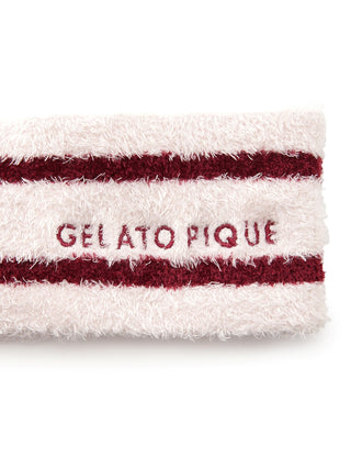 Smoothie Logo Jacquard Hairband for Women by Gelato Pique featuring chic uniform-inspired design in maroon and white.